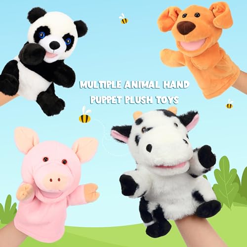 Easfan Cow Hand Puppet with Movable Mouth Plush Toy Gift for Kids 9" | Interactive storytelling, cute stuffed animal, creativity imagination, easter christmas birthday holiday gift, for toddlers - style: Cow