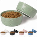 Ceramic Dog Bowl Set of 2 with Anti-Skid Base, 5.5"W x 2"H, 2 Cup Capacity | Thick Ceramic, Dishwasher Safe, Anti-Skid Rubber Base, 2 Cups per Bowl, Ceramic Food and Water Bowls Set of 2 for Small Dogs - color: Sage Green, size: Small