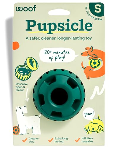 WOOF Pupsicle Interactive Dog Ball Toy for Dogs Small 10-25 lbs - Green | Long-lasting enrichment toy for small dogs, easy-fill design, low-mess play, made of natural rubber, easy to clean - color: Green, size: Small