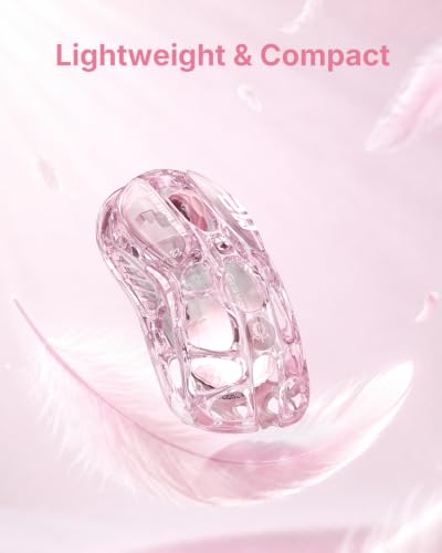 GravaStar Mercury M2 Wireless Gaming Mouse with 26,000 DPI, PAW3395DM Sensor -79g Lightweight Hollowed-Out Design -5 Programmable Buttons -5 Dynamic Lightsync RGB (Crystal Rose) - color: Pink