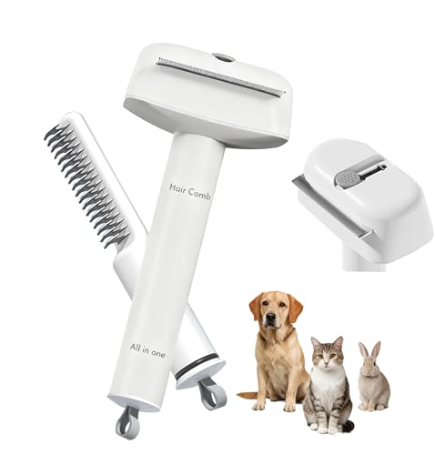 3-1 Dog Hair Grooming Tools for Deshedding, Dematting with Flea Comb | Compact Design, Suitable for Short & Thick Hair, Round Teeth, Sturdy Material, for Cats & Dogs, hassle-free