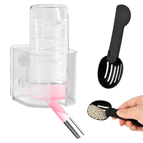 Hamster Water Bottles Holder with Cleaning Shovel, Magnetic Anti-Fall Water Bottle Stand with Adjustable Height, Fits up to 2in/5cm for Hamsters Small Pets (Holder Only)