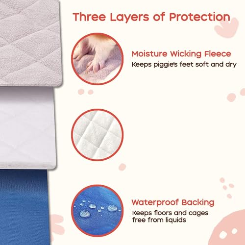 GuineaDad Premium Liner – Fleece Guinea Pig Cage Liner – Ultra-Plush Reusable Fleece Bedding with Waterproof Bottom – (Cotton Candy)