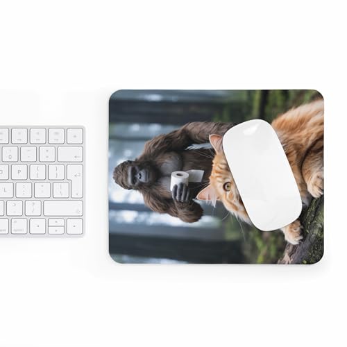 Mousepad Funny Cat with Bigfoot Toilet Paper Scene Hilarious Animal Meme Design Unique Sasquatch Humor Desk Accessory Cool Forest Style Computer Mouse pad Novelty Gaming Mouse Mat Creative - color: Cat with Bigfoot