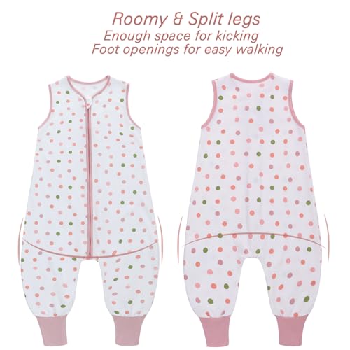 Miracle Baby Sleep Sack with Feet - 0.5 TOG 100% Breathable Cotton Wearable Blanket, Sleeveless Design Sleeping Bag for Baby - color: Dot, size: 2-4 Years(L)