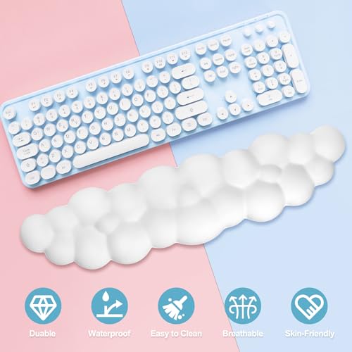 Cloud Wrist Rest Keyboard | Memory Foam, PU Leather, Ergonomically Designed, Typing Comfort and Pain Relief