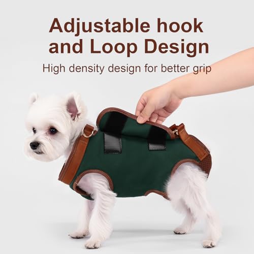 Wakytu Dog Lift Harness Dog Carrier Sling for Small Dogs & Cats,S | stylish puppy sling carrier with handle & pocket,adjustable leash,walking & travel - color: 1.0 Green, size: Small(4-8 LBS)