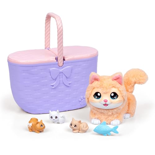 Little Live Pets Mama Surprise Kittens, Interactive Mama, Surprise Toys | Portable basket, fish accessory, 3 baby kittens, and 15+ sounds and reactions for ages 4+ toy cat play - style: Kitten
