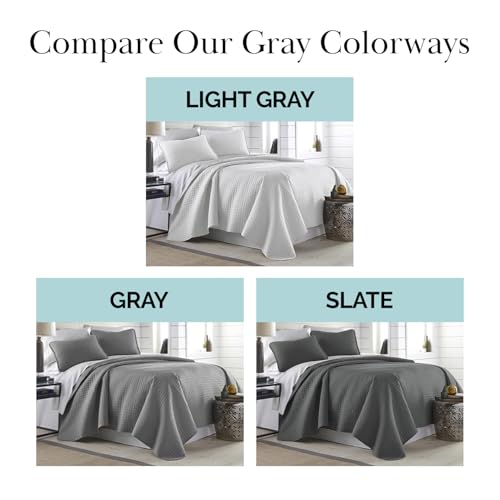 Southshore Fine Living, Inc. Summer Bedspreads Queen Size Quilts with Shams, Full Bedding Set, Quilt Coverlet Queen Size, Full Bedspread with 2 Pillow Shams, Summer Bedding Sets, Steel Grey Quilt - color: 04 - Grey, size: Full / Queen