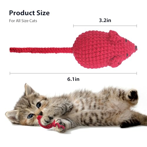 Catnip Toys Crochet Mice Cat Toys, 3 Pcs Handmade Durable Yarn Mice Toys with Natural Catnip & Silvervine, Interactive Kitten Chew Kicker Toy for Teeth Cleaning & Anxiety Relief - color: 3pcs