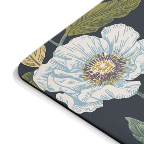 Mouse Pad White Flowers on Green Background Floral Illustration Decorative Mouse pad Non Slip Base Accessory Desk Office Aesthetic Natural Artistic Design - color: Flowers 2