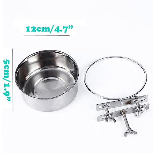 Love Dream Dog Crate Bowl Removable Stainless Steel Pet Kennel Hanging Bowl | Durable Anti-Spill Pet Metal Bowl Hanging Water Food Bowls with Clamp Holder for Small Medium & Large Dogs Rabbits or Birds - color: 4.7“*1.9”