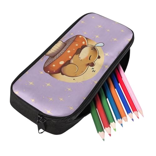 Mushroom Copybara Backpack and Lunch Bag Set for Girls Bookbags for 2Nd Grade Kids Water Bottle Holder and Large Capacity Pencil Case 4 in 1 Set School Presents for Daughter/Son - color: Mushroom Copybara