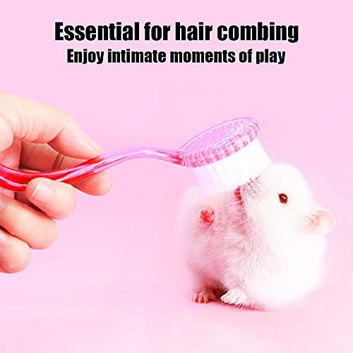 2Pcs Hamster Brush and Comb, fit Guinea Pig, Ferrets, Rats, Bunny - color: Pink