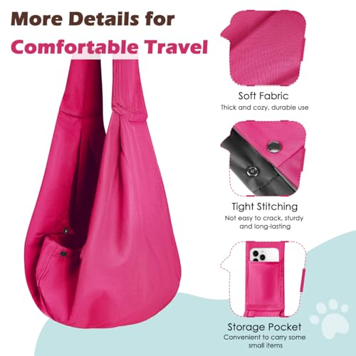Pawaboo Small Dog Sling Carrier | Reversible Puppy Small Pet Carrier,Hands Free,Safety Buckle,Storage Pocket for Travel,Outdoor Activities Magenta - color: Magenta