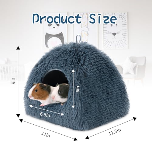 YUEPET Rabbit Bed, Bunny Hideout, Guinea Pig Bed, Ferret Bed, Dark Grey | Semi-Closed Cave, Thick Plush Fabric, Removable Washable Pad, Indoor Use for Small Animals - color: Dark Grey