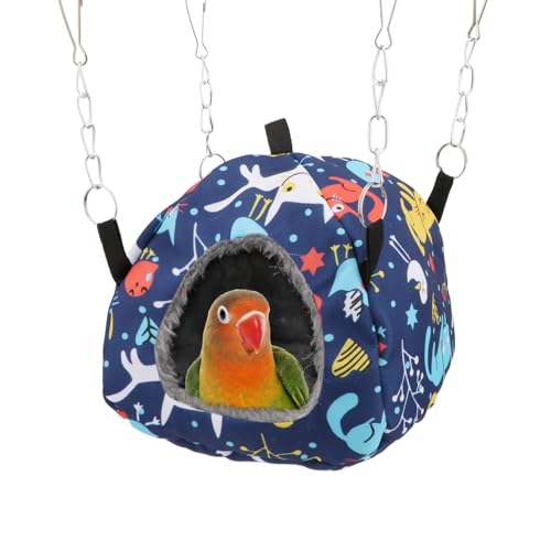 Wontee Bird Plush Hammock Parrot Hanging Snuggle Cave Happy Hut Tent for Parakeet Cockatiel Conure Lovebird Budgie Hamster Gerbil Rat Chinchilla Squirrel Cage (S, Blue Cat) - color: Blue Cat, size: S
