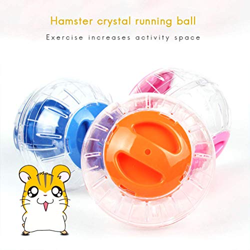 Mini New Cute Dwarf Hamster Running Ball 4.7 Inches Crystal Ball for Hamsters Small Silent Exercise Wheel Small Cage Accessories Suitable for Hamsters Less Than 4 inches 10 cm in Length (Pink) - color: Pink