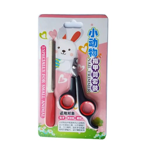 Rabbit Nail Clippers and Trimmers Stainless Steel Pet Claw Grinding Scissors for Small Breeds Cats Guinea Pig Puppy Ferret Hamsters Chinchilla Sugar Glider Grooming Tool Set (Black)