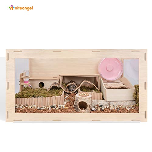 Niteangel Bigger World - MDF Aspen Terrarium for Hamster Gerbils Mice Lemming Degus or Other Small-Sized Pets(39.4 x 19.7 x 19.7 inches, Burlywood) - size: 39.4"L x 19.7"W x 19.7"H
