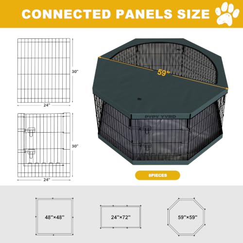 Dog Playpen with Top Cover and Bottom Pad,Foldable Playpen,8 Panels 30" H | Metal Puppy Play Pen,with Door for Indoor Outdoor,Pet Exercise Fence for Small Medium Animals - size: 30''H