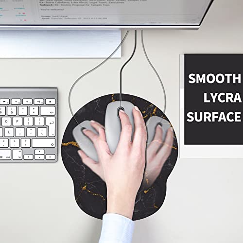 Mouse Pad with Wrist Rest, Comfortable Computer Mousepad with Gel Wrist Support Smooth Surface and Non-Slip PU Base for Pain Relief, Laptop, Office & Home (Black Marble) - color: Black Marble