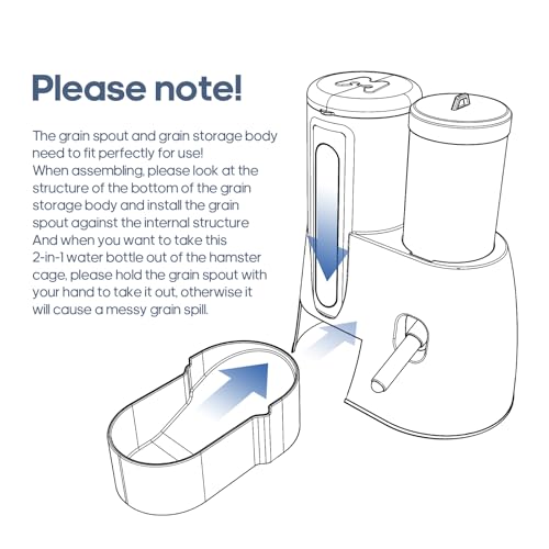2 in 1 No Drip Hamster Water Bottle - Automatic Food Bowl(White) | for Syrian Dwarf Hamsters, Gerbils, Mouse, Hedgehog, Hamster Cage Accessories - color: White