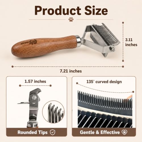 Cat Brush for Long Haired Cats, 2-in-1 Dematting Comb & Deshedding Brush for Cats, Dual-Sided Undercoat Rake for Matted Fur, Tangles, Shedding and Loose Hair