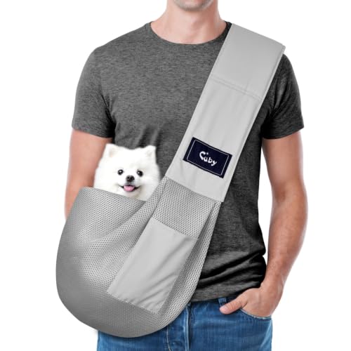 Dog and Cat Sling Carrier - Hands Free Reversible Pet Papoose Bag - Soft Pouch and Tote Design - Suitable for Puppy, Small Dogs Cats Outdoor - color: Msh Grey