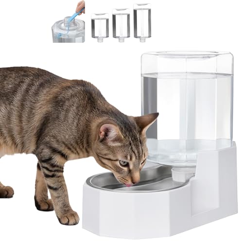 Sfozstra 4L Stainless Steel Gravity Water Dispenser:Cat Bowl | Stainless Steel, for Dogs & Cats, Bedroom Kitchen Corner Crate Area, No Electricity Required, Easy to clean - color: White, size: 4L Without Filter