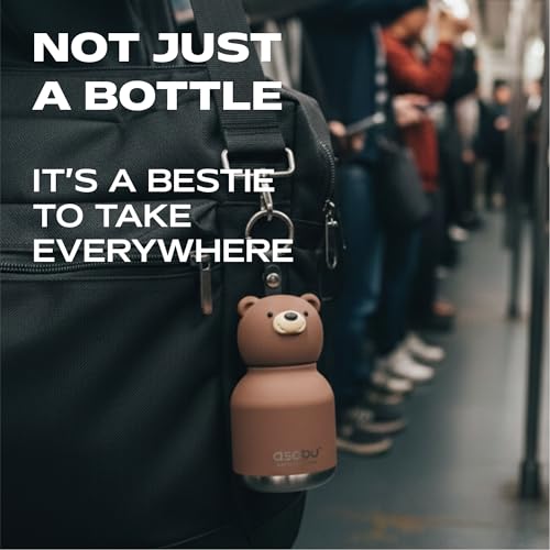 asobu Mini Bestie Water Bottle, Cute Collectible Character, Stainless Steel | 6.7 oz, Leak Proof Seal, Spill Resistant, BPA Free Materials, Dishwasher Safe, Reusable Straw Included, Great Gift Idea - color: MINI HONEY THE BROWN BEAR