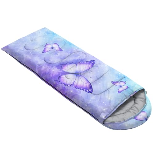 QOOMO Camping Sleeping Bags,3 Season Warm & Cool Weather,Lightweight,Waterproof Sleeping Bags for Adults & Kids,Traveling,and Outdoors,Camping Gear Equipment - color: Watercolor Butterfly 10