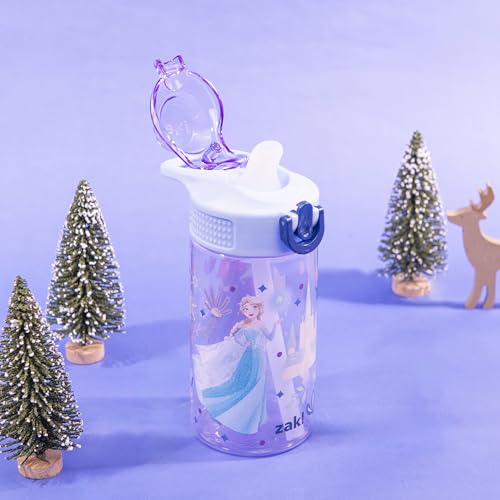 Zak Designs Disney Frozen Sage 16oz Leak-Proof Straw Kids Water Bottle | BPA Free, Durable Plastic, Cupholder Friendly, Dishwasher Safe, Easy to Clean, Lid Lock, Handle, For School, Home, Travel - color: Disney Frozen (Anna, Elsa, Olaf), size: 16 Ounces