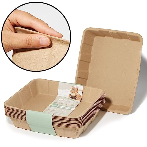 Vealind Disposable Litter Boxes for Cats Cardboard Cat Litter Trays Cat Travel Toilet Litter Pan Liners Kitty and Small Animals Leakproof Litter Box (10 Pack) - color: 10 PACK