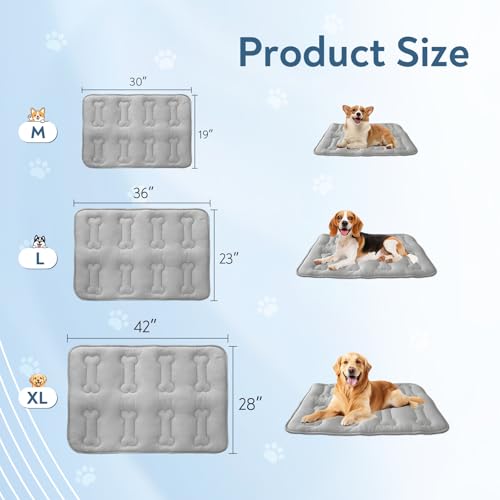 Summer Dog Cooling Mat 2 Pack, 36" x 23" Cooling Mat for Dogs Large | Machine Washable, Thickened, Indoor Outdoor Non-slip Dog Mat for Crate, Floor, Sofa, Car, Grey - size: 36 x 23 Inch