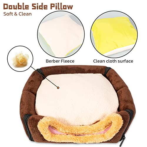 Pet Soft Guinea Pig & Rabbit Cozy Hideout House - Small Animal Bed for Guinea Pigs, Rabbits, Hamsters, Rats & Chinchillas Cave Bed (Coffee)