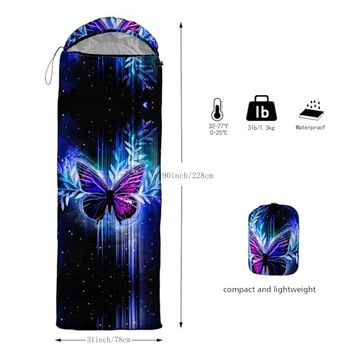 AILONEN Midnight Meow Sleeping Bag, Charcoal Cat Eyes Crescent Graphic, Portable Camp Sack Sleepover Style - color: S2