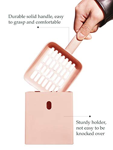 Cat Litter Scooper with Caddy Holder, Cat Scooper for Litter Box with Stand, A Nice Addition to cat Litter Tray Box, Store The cat Litter Scoop When not in use, Modern, Durable and Cute -Light Pink - color: S-Pink