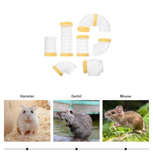 Mipcase Hamster Tubes and Tunnels Kit 2Pcs Transparent DIY Rat Maze Tunnel Expand Cage Playground for Small Animals 6.10X4.72X2.36In