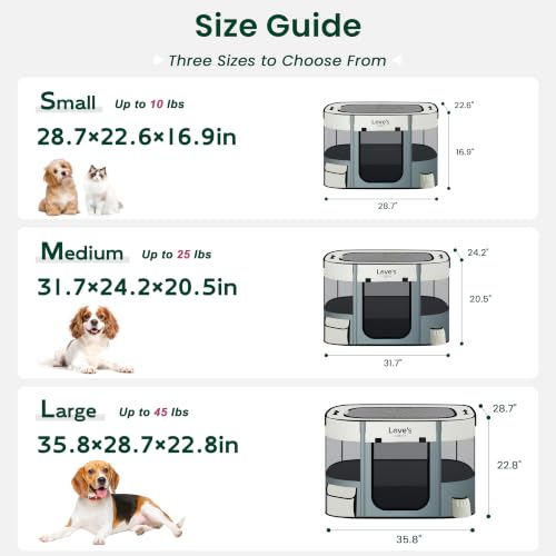 Love's cabin Pet Puppy Dog Playpen, Small Dog Tent Crates Cage Indoor/Outdoor, Portable Exercise Playpen for Cat, Foldable Pop Up Dog Kennel Playpen with Carring Case (S, Gray Green) - color: Gray green, style: Small