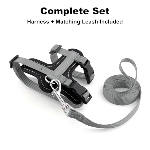 Plutus Pet Adjustable Cat Harness and Leash Set, with Leather Trim | Quick Release, Escape Proof Nylon Vest, for Kitten Small Medium Large Cats, Gray - color: Gray