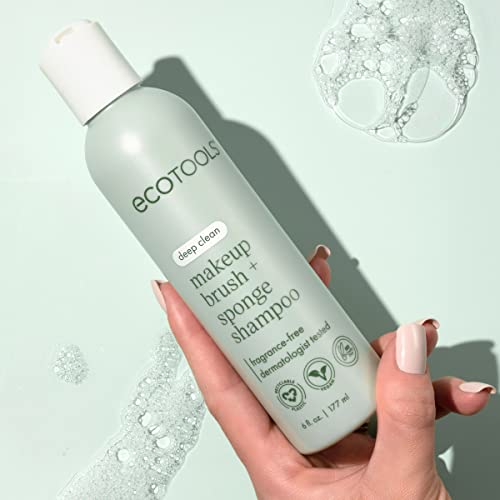 EcoTools Makeup Brush Cleanser + Sponge Shampoo, Fragrance-Free, 8 Fl Oz | Cleaner brushes and sponges, makeup brush soap for daily washing, beauty blender cleaner, plant based, sulfate free