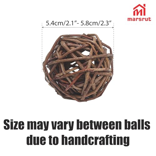9pcs Willow Balls For Rabbits Bunny, Rattan Chew Toys, 2.1-2.3" Natural Branch Wicker Activity Treat Busy for Chinchillas Guinea Pigs Hamsters Gerbils Parrot Bird Small Animal Rats Bunnies Pet Gerbil