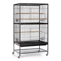 Prevue Pet Products Steel Bird Flight Cage with Wheels - Black, Large | Large Birdcage for Parakeets, Canaries, Finches, Cockatiels, Lovebirds, & Green Cheeks, Metal Standing Birdcage - color: Black