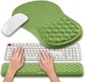 Hokafenle 2 in 1 Ergonomic Mouse Pad Wrist Support & Wrist Rest for Computer Keyboard Set, with Relieve Carpal Tunnel Pain Massage Bulge and Full Memory Gel Design (2In1 Set, Grass Green) - color: Hk018-grass Green