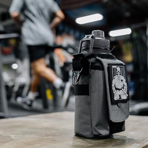 Iron Infidel Battle Bottle - 32 Oz Insulated Water Bottle with Straw Lid & Chug Cap, Stainless Steel Metal Flask Includes Rugged, Removable Sleeve for Keys, Wallet, & Phone (Earned, Not Given 1 Liter) - color: 32oz - Earned, Not Given, size: 32 Ounces