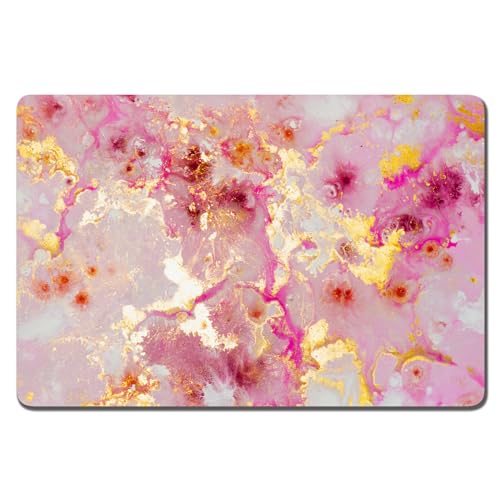 Rnivvi Dog Food Mat, 16" x 24" Absorbent Dog Cat Bowl Mat for Food and Water, Cute Anti-Slip Rubber Pet Feeding Rug Protect Floors, Puppy Placemat for Feeding & Watering Supplies, Pink Gold - color: Pink Gold Abstract, size: 16"L x 24"W