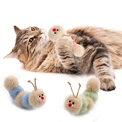 Jumpaws Interactive Natural Catnip Toy, with Rattle, Bite Resistant, for All Ages Indoor Cat, Shape of Caterpillar, Kitten Toy (Small/ 3 Pck/Cat Toy) - size: Small/ 3 Pack/ Cat Toy