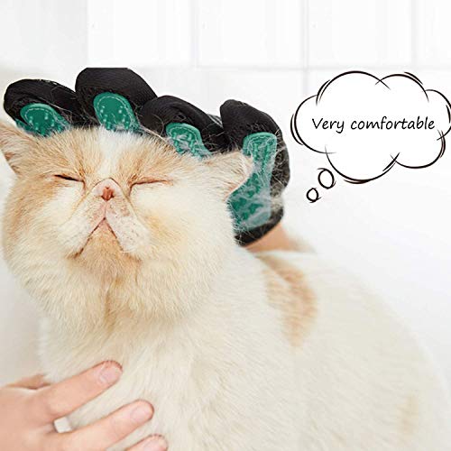 Gentle Deshedding Pet Grooming Mitt - Efficient Hair Remover Brush for Dogs, Cats, Horses with Long & Short Fur (1 Pair) - color: Green