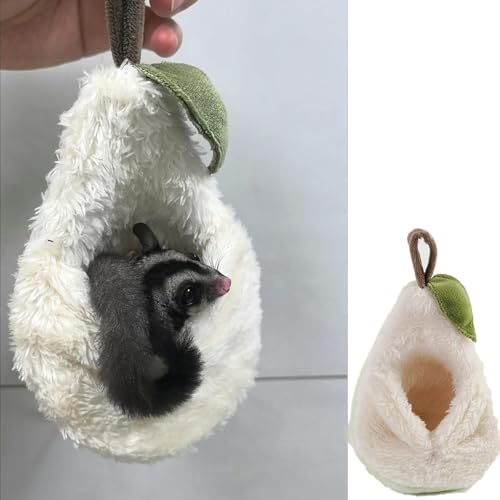 Pear-Shaped Hamster Pouch Bed - Plush Sugar Glider Hideout, Small Pet Habitat Decoration Cozy Cage Accessories for Mice, Gerbil, Golden Bear, Degu